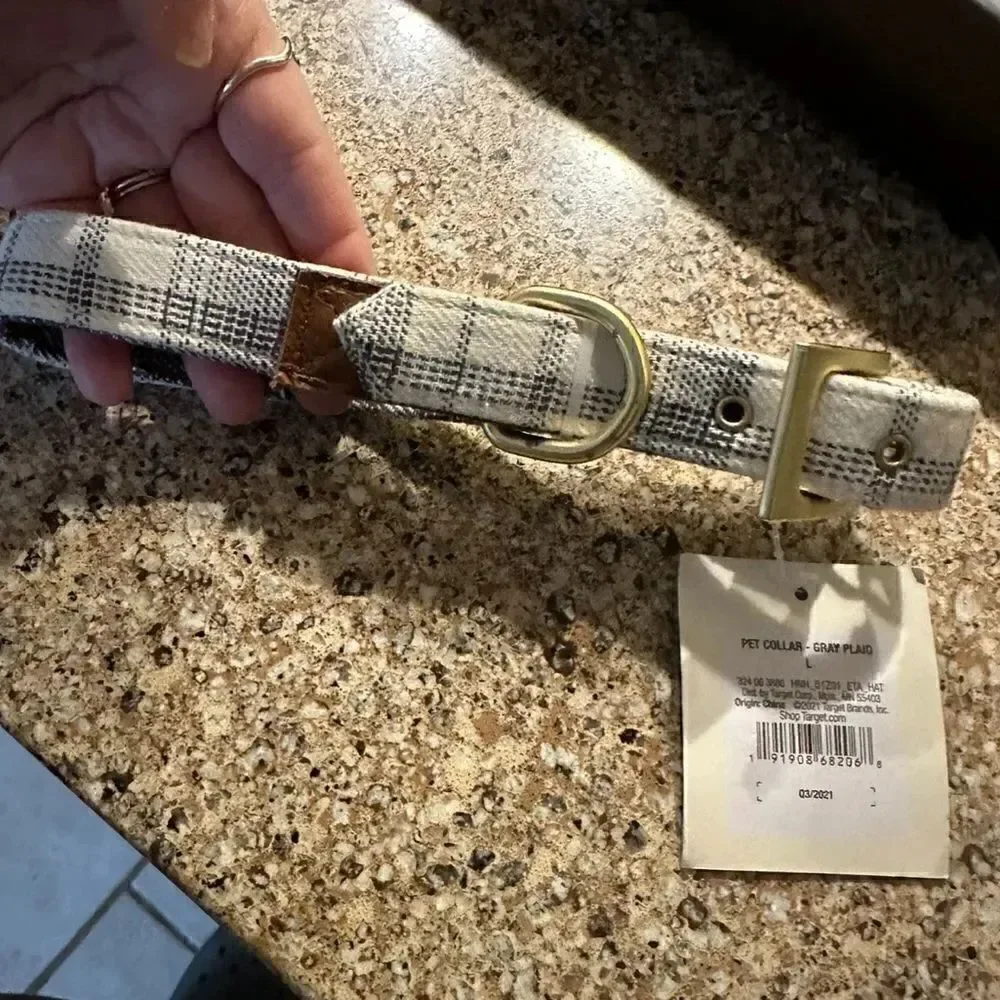Hearth & Hand with Magnolia Pet Collar Plaid Gray Brand new with tags NWT